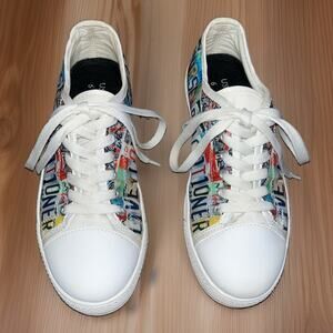 Nurse Practitioner License Plate Graffiti Print Low-Top Sneakers Save Lives Sz 6